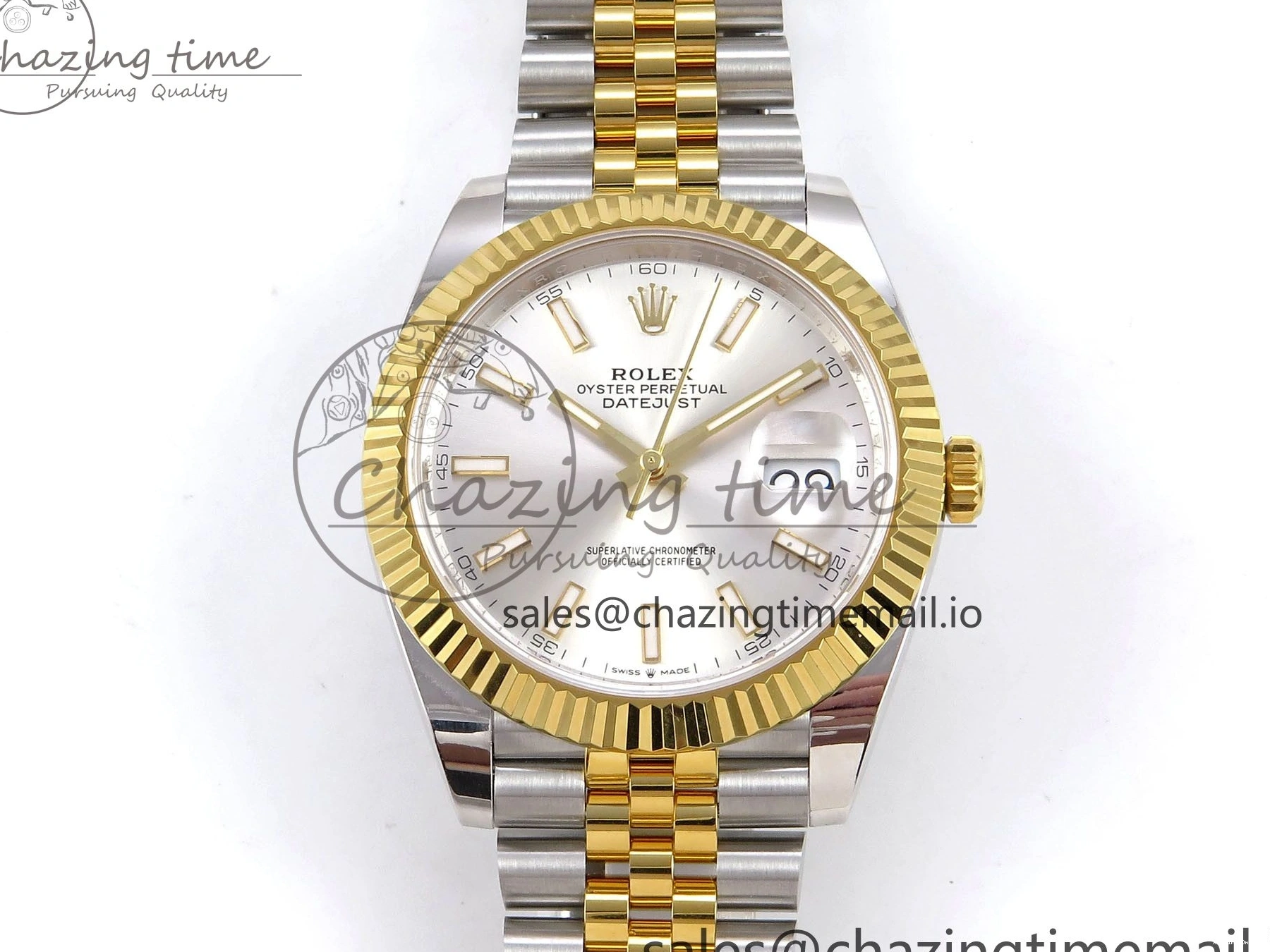 0106 DateJust 41 SS YG ARF 1:1 Best Edition 904L Steel Silver Stick Dial on Jubilee Bracelet SH3235 (Gain Weight) SoftTouch 1227